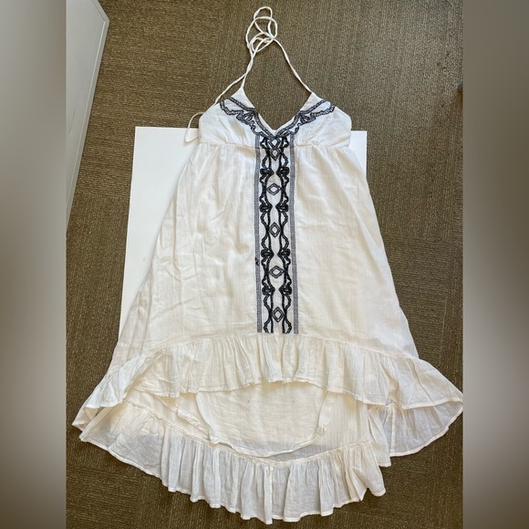 Ripcurl Carmanita 100% Cotton Halter tie embroidered white womens dress Small - Picture 4 of 10